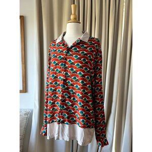 ASOS DESIGN boxy oversized shirt in geo print with border